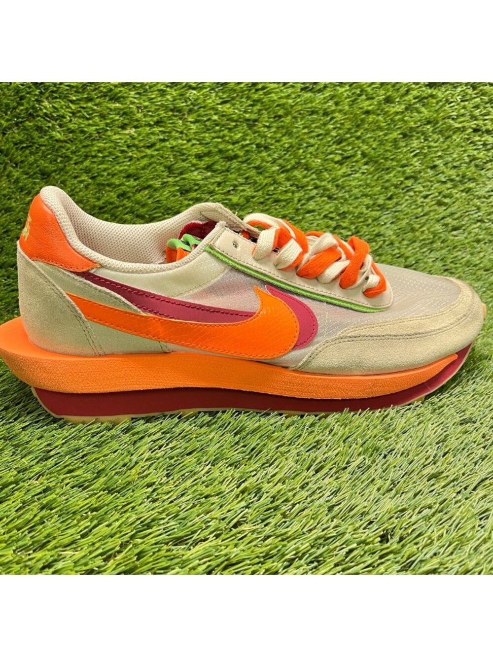 Nike LD Waffle x Sacai x Clot Mens Size 13 Beige Orange Running Shoes Sneakers